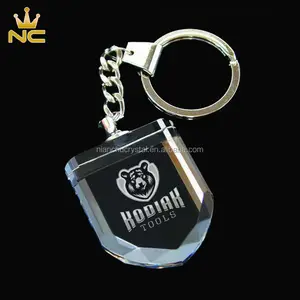 China Factory Wholesale Price 3D Laser Photo Blank Shield Crystal Keychain