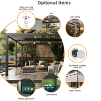 Pergola moderne autoportante à un seul côté en aluminium avec finition thermolaquée pour terrasse de restaurant commercial, usage domestique ou de jardin