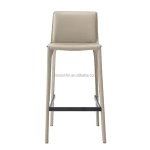 Italian saddle leather hotel commercial furniture Fashionable top saddle hard leather bar counter high chairs