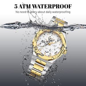 Montres de luxe personnalisées avec logo en or pour hommes, montres de créateur de haute qualité avec cadran arabe, étanches, bracelet en cuir de 22 mm, mouvement à quartz - Product Image 4