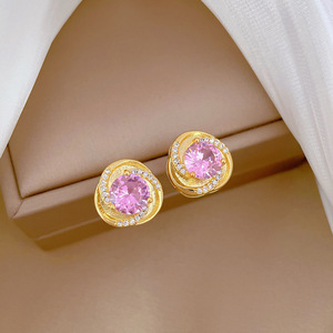 Elegante 3 Stück Pink Zircon Party Schmuck Set Edelstahl kette Inklusive Halskette Ohrringe Ring für Frauen Perfektes Hochzeits geschenk - Product Image 6