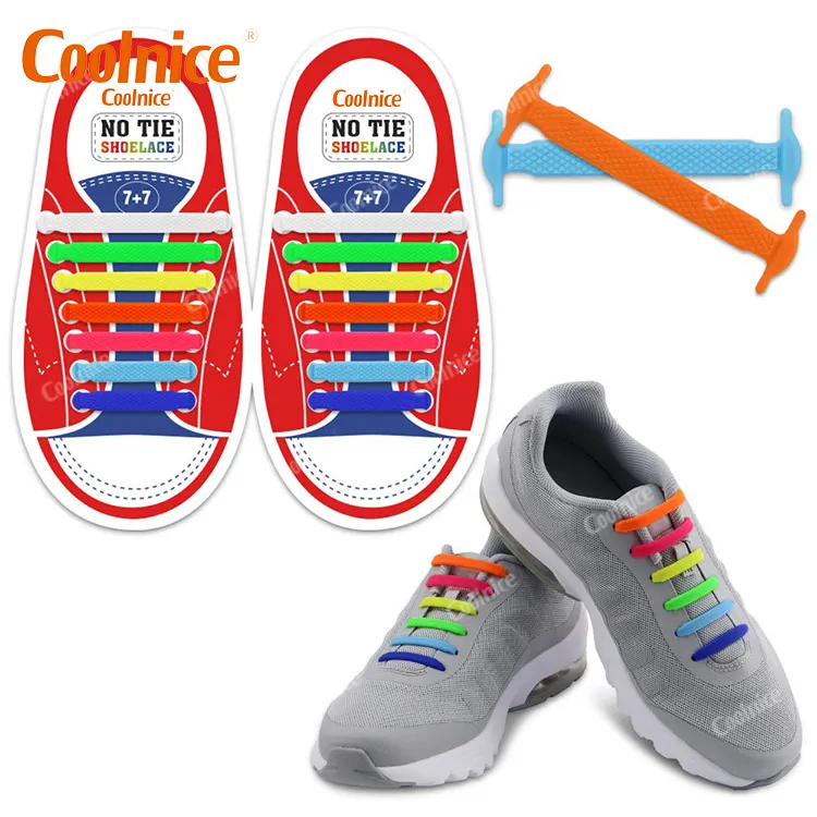 Wholesale 8+8 10+10 No Tie Shoelaces for Kids and Adults Custom LOGO Stretch Silicone Elastic No Tie Shoe Laces