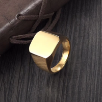 316L Edelstahl Hypoallergene Championship-Ring-Rohlinge Fingerring-Designs Silberring Quadratische Breite Siegelringe