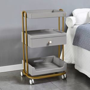 Chariot de salon de coiffure en métal doré et blanc pour extensions de cheveux, équipement de salon de beauté, coiffure - Product Image 4