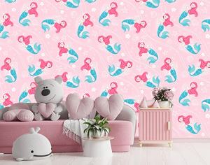 Beautiful Modern Waterproof Anti-static Mermaid <strong>Shells</strong> Pearls Pink <strong>Wallpaper</strong> with Easy Installation for Kids Bedroom Decor - Product Image 1