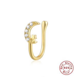 Gaby S925 Plata Faux Nariz Anillo Cuerpo Moda Nariz Cuff CZ Ninguno Piercing Nariz Clip Joyería al por mayor para mujeres Latón principal - Product Image 6