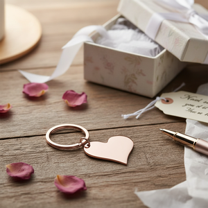 Portachiavi a Cuore in Metallo Oro Rosa, Ciondolo Singolo, Accessorio Regalo - Product Image 3