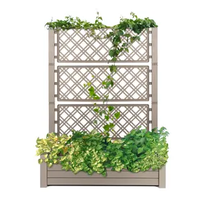 Garden Rectangular Flower Raised Bed Planter Box Trellis For Climbing Plant