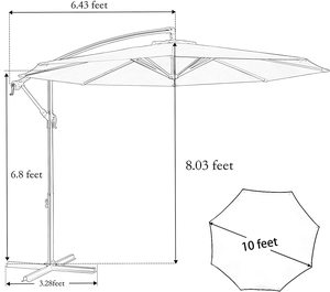 Logo personnalisé OEM conçu <span class=keywords><strong>de</strong></span> marque 2M 2.7M 8 pieds 9 pieds <span class=keywords><strong>Parasol</strong></span> commercial avec manivelle en métal - Product Image 5