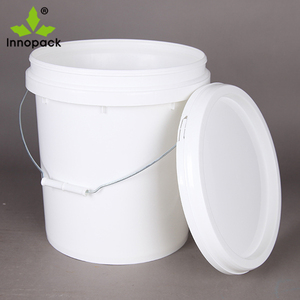 Cubo de pintura de plástico PP reciclable blanco de 18L con asas, impresión por transferencia térmica y tapa apta para alimentos para envasado - Product Image 4