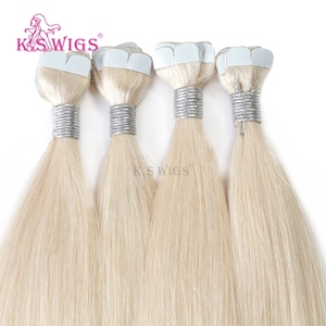 K.S WIGS Extensions de cheveux à bandes adhésives 100% cheveux humains Remy chinois, qualité salon professionnelle, cuticules alignées, mini-bandes - Product Image 1
