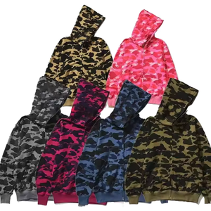 Produits de dropshipping 2026 : Sweat à capuche zippé Bapees Camouflage Shark, 100% coton respirant en molleton bouclette, haut unisexe streetwear - Product Image 1