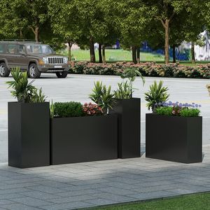 กระถางดอกไม้ไฟเบอร์กลาสทรงสี่เหลี่ยมสำหรับปลูกต้นไม้ในร่มกลางแจ้งสำหรับระเบียงสวนโรงแรมน้ำหนักเบาทนต่อสภาพอากาศ - Product Image 1