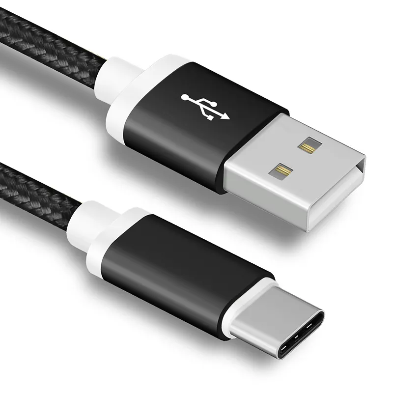 สายชาร์จ USB แบบถักไนลอน,2ม. สำหรับ Android Cable สำหรับ Type C 13 Pro Max 6 Plus 6S Ipad สำหรับ Xiaomi Samsung