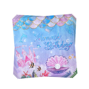 DAMAI Mermaid Paper Plates Party Supplies Children's Birthday Set <b>Tableware</b> Set Kids <b>Disposable</b> <b>Tableware</b> for Birthday Party - Product Image 5