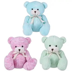 Ours en peluche Animal en peluche mignon, jouets personnalisés, petit ours en peluche doux vert rose et bleu, vente en gros
