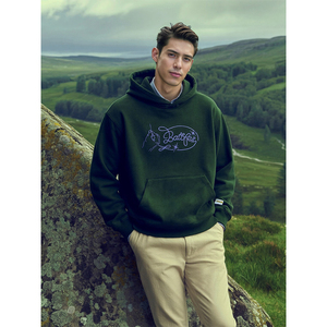 Low MOQ Custom Chain Stitch Logo Printing Logo Cotton Hoodie Designer Casual Sports Hoodie <b>Men</b> - Product Image 4