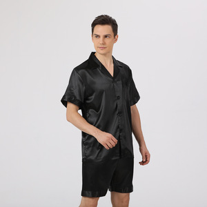 <span class=keywords><strong>Pigiama</strong></span> da <span class=keywords><strong>uomo</strong></span> <span class=keywords><strong>taglie</strong></span> <span class=keywords><strong>forti</strong></span> europee, completo estivo in raso traspirante e fresco, con pantaloncini e maglietta a maniche corte, tinta unita - Product Image 2