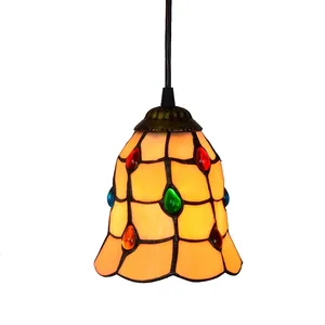 Tiffany Style Pendant Light Stained Glass Phoenix Tail Bead Ceiling Hanging Lamp, for Entrance Balcony Cafe Chandelier Lighting