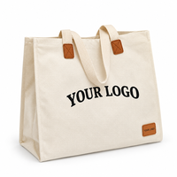 Sac fourre-tout en toile personnalisé avec patchs en cuir, poignées en sangle de coton, broderie en X, logo personnalisé, sac de courses réutilisable pour femmes