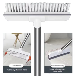 Bán Buôn Dài Xử Lý 2-Trong-1 Có Thể Điều Chỉnh Lông Bàn Chải Chà Tất Càng-Trong Một Sàn Phòng Tắm Ngoài Trời Làm Sạch <span class=keywords><strong>Scraper</strong></span> Làm Sạch Bàn Chải - Product Image 6