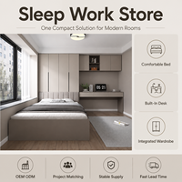 Lit de rangement gain de place avec armoire intégrée, tiroirs et étagères – Mobilier de chambre moderne – Fabricant OEM ODM