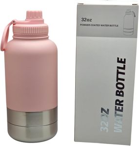32oz 3 in 1 Insulated Stainless Steel Pet Feeder 1000ml Outdoor Travel Portable Water <b>Bottle</b> for <b>Dogs</b> - Product Image 1