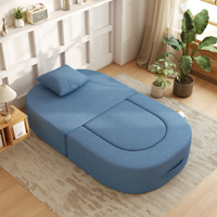 ATUNUS Vakuumkomprimiertes Knochenloses Einzelsofa-Bett für Wohnzimmer Schlafzimmer Heim-Möbel Blaues Ovales Lazy Sofa Couch