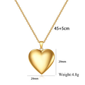 <b>Heart</b>-Shaped Stainless Steel <b>Locket</b> Necklace Gold Color For Women Gift Daily Wear BF1391 - Product Image 3