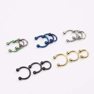 Stainless Steel C-Bar Ring Ear Cartilage <b>Stud</b> Lip <b>Nose</b> Nipple Piercing Jewelry Unisex U-Shaped Ball Design - Product Image 3