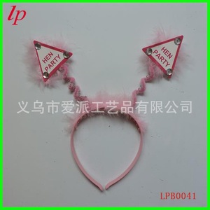 Serre-tête en plumes rose pour future mariée, accessoire de fête triangulaire pour enterrement de vie de jeune fille et douche nuptiale LPB0011 - Product Image 2