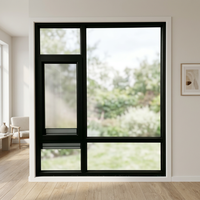 Fenêtre à battant vertical insonorisée en alliage d'aluminium avec double vitrage trempé pour usage extérieur (maison/villa)