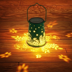 Lanternes solaires en forme de lapin, lumières d'extérieur, imperméables, décoration de jardin, lanterne en métal, décoration extérieure, LED suspendues pour la cour - Product Image 1