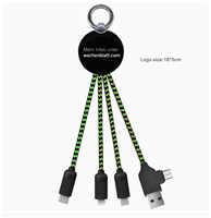 Cadeau d'entreprise le moins cher, logo lumineux, coloré, câble de charge USB multifonction 3 4 5 en 1, porte-clés pour téléphones portables