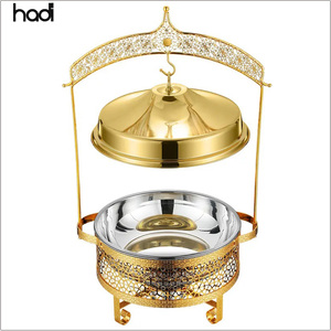 Bộ đồ giữ nóng thức ăn kiểu nhà hàng, chất liệu thép mạ vàng trắng, có mái che, dùng cho tiệc <span class=keywords><strong>buffet</strong></span>, phục vụ ăn uống - Product Image 6