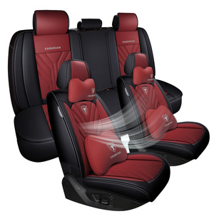 Housse de siège de voiture en cuir synthétique PVC Tesla Model Y/X | Réglage de la puissance à 12 voies | Tête de boeuf compatible <span class=keywords><strong>ISOFIX</strong></span> - Product Image 1