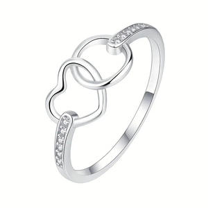 T0329 Anelli in argento con diamanti a taglio a cuore, colore naturale G, gioielli romantici da fidanzamento da donna - Product Image 2