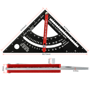 <span class=keywords><strong>Règle</strong></span> triangulaire rapporteur d'angle métrique en alliage d'aluminium marqueur de positionnement multi-angle <span class=keywords><strong>règle</strong></span> de ligne de travail du bois outil de mesure - Product Image 4