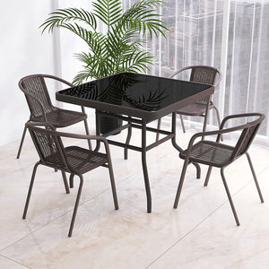 Outdoor Rattan <b>Chair</b> <b>Stackable</b> Plastic <b>Garden</b> <b>Chair</b> Waterproof Sun Proof Patio Dining <b>Chair</b> Set Adult Use - Product Image 2
