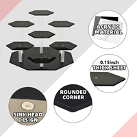 Présentoir en acrylique noir à 3/4/7 niveaux pour figurines pop étagère de table pour dessert gâteau bijoux maquillage organisateur