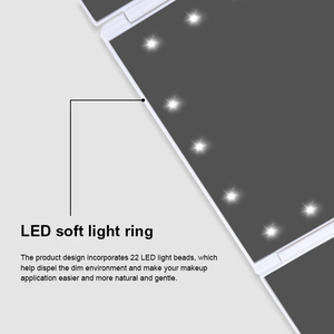 Gương trang điểm để bàn gấp gọn có đèn LED 2025, 22 đèn LED, độ phóng đại 2x 3x 10x, gương trang điểm nhỏ gọn, gương trang điểm có đèn LED - Product Image 2