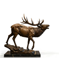 Escultura Grande de Alce en Bronce Fundido, Acabado Bronce Antiguo, Estatua Realista de Animal para Patio de Mansion, Vestíbulo de Hotel, Exterior