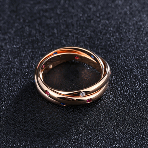 S925 스털링 실버 18K 금도금 오벌 컷 베젤 세팅 쓰리 밴드 미니멀리스트 웨딩 파티 반지 - Product Image 1