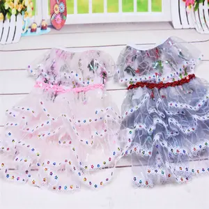 2022 Spot nouveau mignon sequin gâteau jupe bling bling robes de mariée chien robe chemise vêtements pour animaux de compagnie