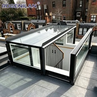 Tragaluces de Aluminio Motorizados a Medida Rogenilan, Resistentes al Agua, con Vidrio Templado, en Forma de L, para Exteriores