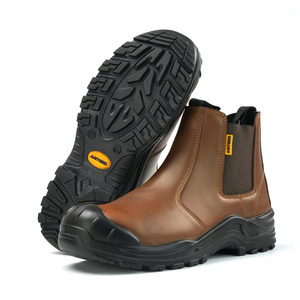 ANTENG Work Boots Steel Toe Cap PU Sole Anti-Smashing Brown Men Antistatic Without Lace Safety Shoes