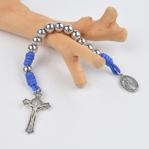 Rosario Decenario de Paracord Azul con Cuentas de 8MM de Acero Inoxidable y Medalla <span class=keywords><strong>Milagrosa</strong></span>, Color Inalterable - Product Image 3