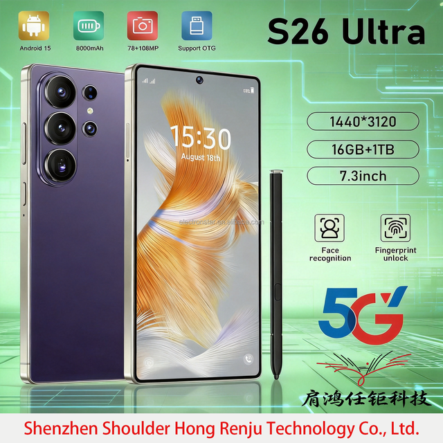 Android 15 7.3Inch 16GB+1TB S26 Ultra 5G Phone Al Scene Recognition Flash Memory Fast Shipping 108MP Rear Camera New Arrived