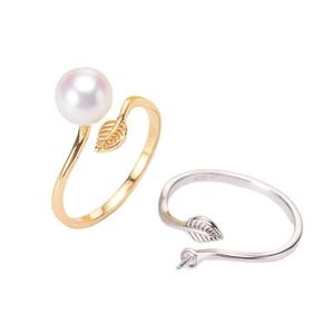 Support de bague vide en argent S925 pour accessoires de perles DIY, édition double perle, perles de 5-6 mm, 1972 - Support de bijoux tendance - Product Image 3