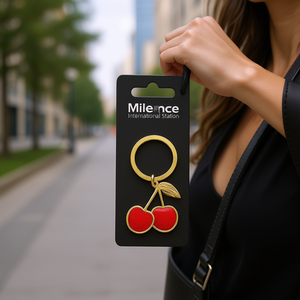 Llavero de Aleación de Cerezo Milemce Rojo con Forma 3D, Mosquetón de Moda para Bolsos y Carteras - Product Image 3